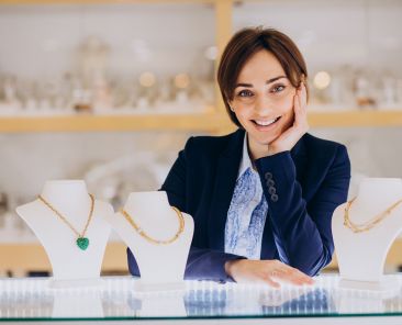 Female sales person at jewelry shop