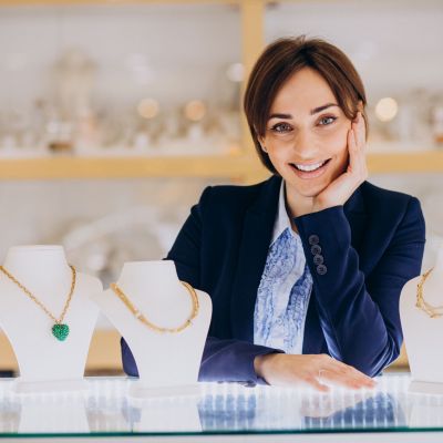 Female sales person at jewelry shop